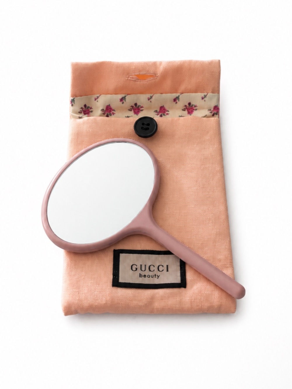 Gucci Pink Hand Mirror with Peach Pouch